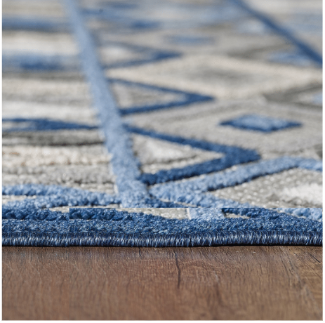 Homeroots 5' X 7' Blue And Gray Abstract Stain Resistant Indoor Outdoor Area Rug  Uv,Treated Polypropylene 473667
