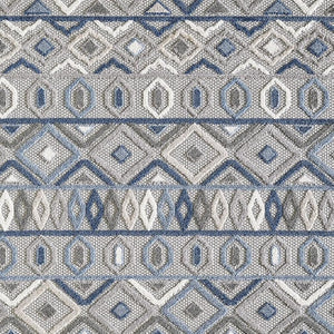 HomeRoots 5' Refresh Your Space with a Stylish Blue and Gray Abstract Stain-Resistant Indoor Outdoor Area Rug 5' X 7' Rectangle 473667