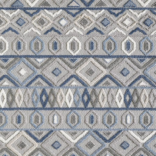 HomeRoots 5' Refresh Your Space with a Stylish Blue and Gray Abstract Stain-Resistant Indoor Outdoor Area Rug 5' X 7' Rectangle 473667