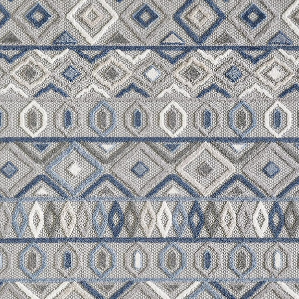 HomeRoots 5' Refresh Your Space with a Stylish Blue and Gray Abstract Stain-Resistant Indoor Outdoor Area Rug 7' X 9' Rectangle 473668
