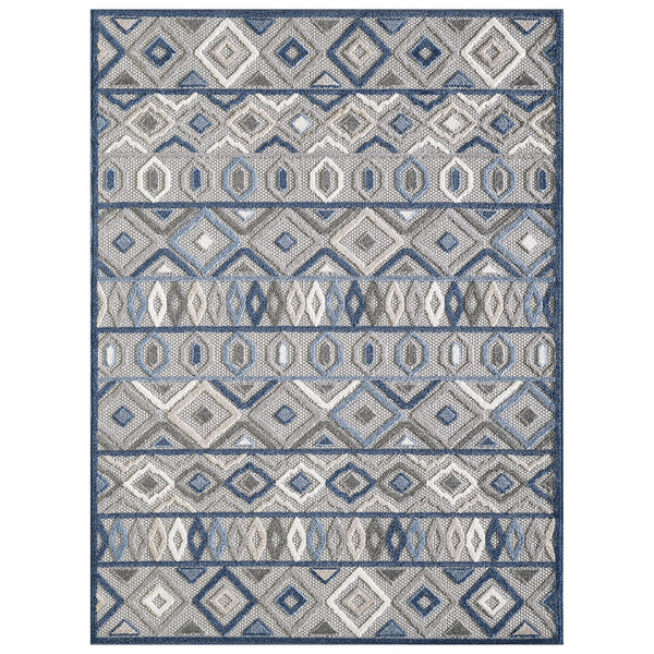 Homeroots 8' X 10' Blue And Gray Abstract Stain Resistant Indoor Outdoor Area Rug  Uv,Treated Polypropylene 473670