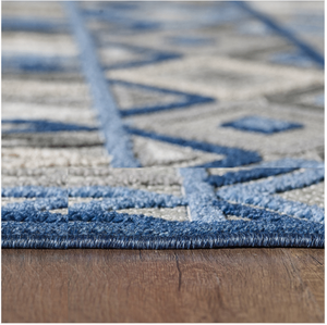 Homeroots 8' X 10' Blue And Gray Abstract Stain Resistant Indoor Outdoor Area Rug  Uv,Treated Polypropylene 473670