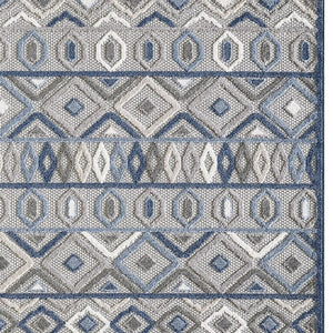 HomeRoots 5' Refresh Your Space with a Stylish Blue and Gray Abstract Stain-Resistant Indoor Outdoor Area Rug 8' X 10' Rectangle 473670