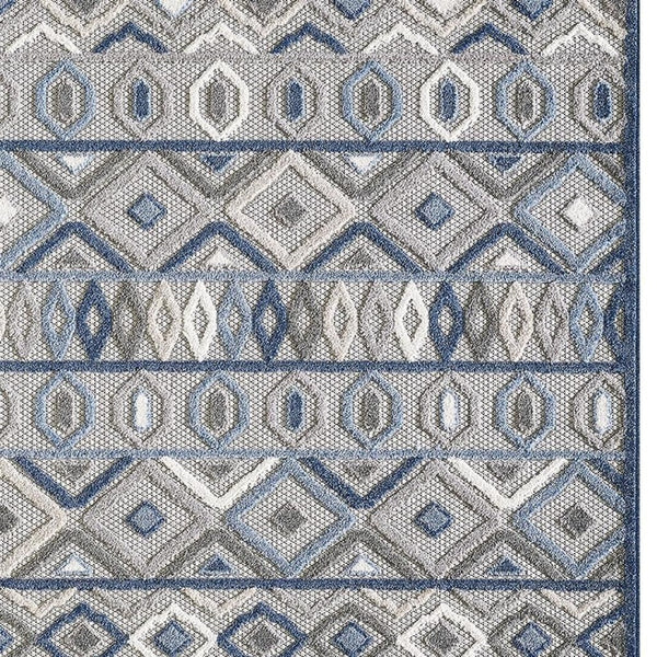 HomeRoots 5' Refresh Your Space with a Stylish Blue and Gray Abstract Stain-Resistant Indoor Outdoor Area Rug 8' X 10' Rectangle 473670