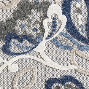 HomeRoots 5' Elegant Blue and Gray Floral Area Rug for Indoor and Outdoor Spaces - Durable, Low-Maintenance Design 8' X 10' 473676