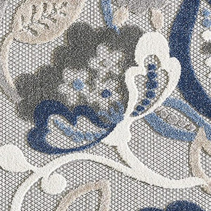 HomeRoots 5' Elegant Blue and Gray Floral Area Rug for Indoor and Outdoor Spaces - Durable, Low-Maintenance Design 8' X 10' 473676