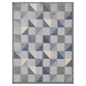 Homeroots 7' X 9' Blue Geometric Stain Resistant Indoor Outdoor Area Rug  Uv,Treated Polypropylene 473680