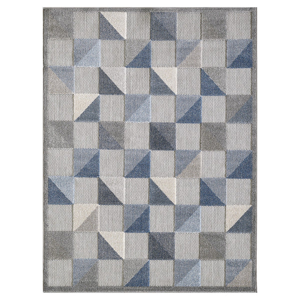 Homeroots 7' X 9' Blue Geometric Stain Resistant Indoor Outdoor Area Rug  Uv,Treated Polypropylene 473680