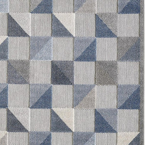 HomeRoots 5' Blue and Gray Geometric Area Rug – Stain Resistant, Durable, Modern Design for Indoor & Outdoor Use 7' X 9' Rectangle 473680