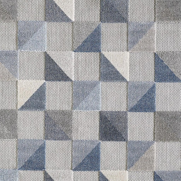 HomeRoots 5' Blue and Gray Geometric Area Rug – Stain Resistant, Durable, Modern Design for Indoor & Outdoor Use 8' X 10' Rectangle 473682