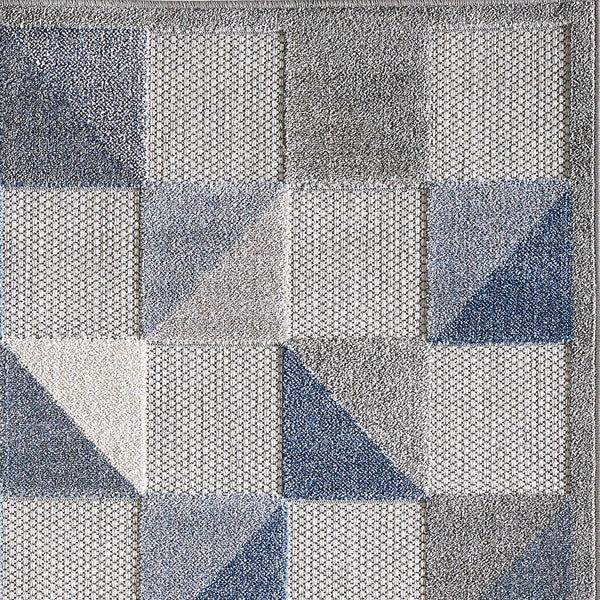 Homeroots 8' X 10' Blue And Gray Geometric Stain Resistant Indoor Outdoor Area Rug  Uv,Treated Polypropylene 473682
