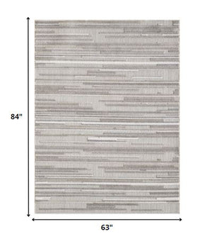 Homeroots 5' X 7' Gray Abstract Stain Resistant Indoor Outdoor Area Rug  Uv,Treated Polypropylene 473685