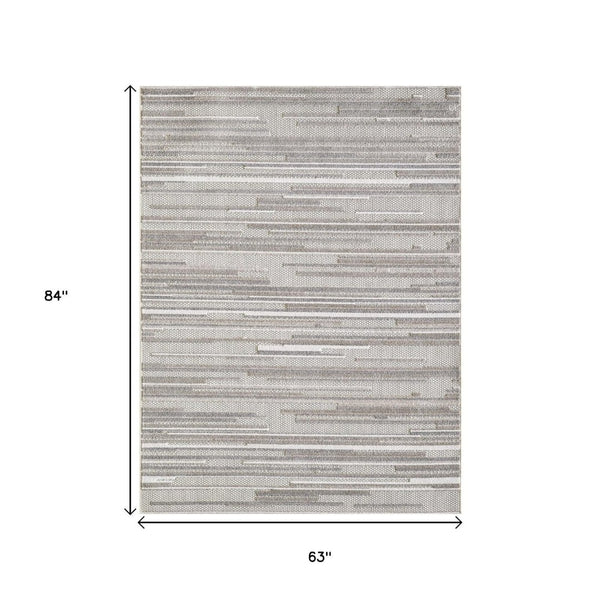 HomeRoots 5' Gray Abstract Area Rug – Stain Resistant, Durable Design for Indoor & Outdoor Living Spaces 5' X 7' Rectangle 473685