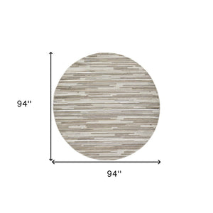 HomeRoots 5' Gray Abstract Area Rug – Stain Resistant, Durable Design for Indoor & Outdoor Living Spaces 8' Round Round 473687