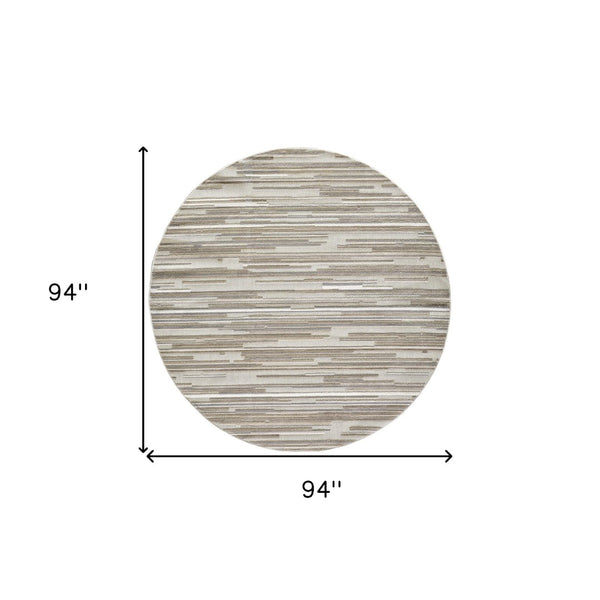HomeRoots 5' Gray Abstract Area Rug – Stain Resistant, Durable Design for Indoor & Outdoor Living Spaces 8' Round Round 473687