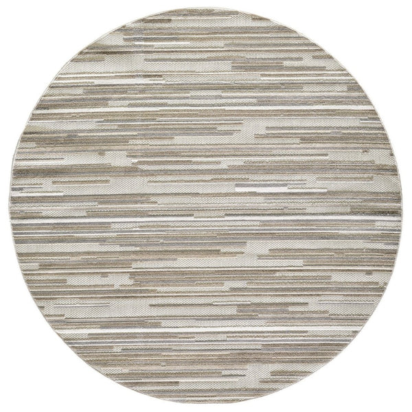 HomeRoots 5' Gray Abstract Area Rug – Stain Resistant, Durable Design for Indoor & Outdoor Living Spaces 8' Round Round 473687