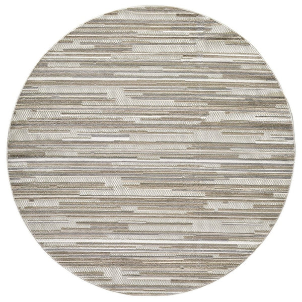 HomeRoots 5' Gray Abstract Area Rug – Stain Resistant, Durable Design for Indoor & Outdoor Living Spaces 8' Round Round 473687