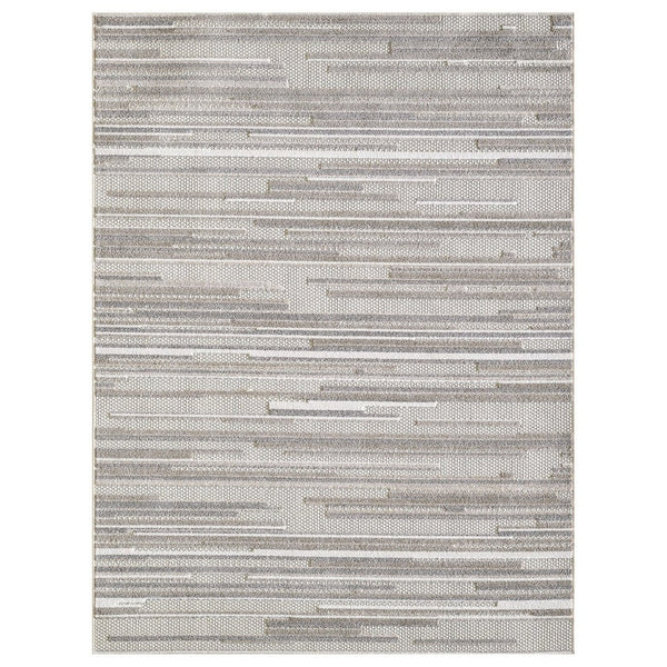 HomeRoots 5' Gray Abstract Area Rug – Stain Resistant, Durable Design for Indoor & Outdoor Living Spaces 8' X 10' Rectangle 473688