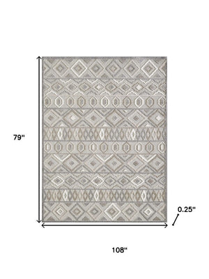 HomeRoots 5' Gray and Ivory Southwestern Area Rug – Stain Resistant, Durable, Indoor/Outdoor Style for Every Space 7' X 9' Rectangle 473692