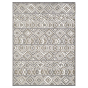 Homeroots 8’ X 10’ Gray Ivory Aztec Pattern Indoor Outdoor Area Rug   473694