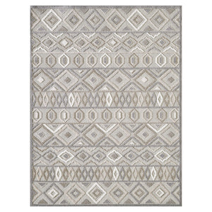 Homeroots 8’ X 10’ Gray Ivory Aztec Pattern Indoor Outdoor Area Rug   473694
