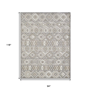 HomeRoots 5' Gray and Ivory Southwestern Area Rug – Stain Resistant, Durable, Indoor/Outdoor Style for Every Space 8' X 10' Rectangle 473694