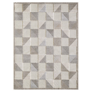Homeroots 5' X 7' Gray Geometric Stain Resistant Indoor Outdoor Area Rug  Uv,Treated Polypropylene 473697