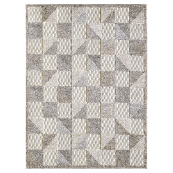 Homeroots 5' X 7' Gray Geometric Stain Resistant Indoor Outdoor Area Rug  Uv,Treated Polypropylene 473697