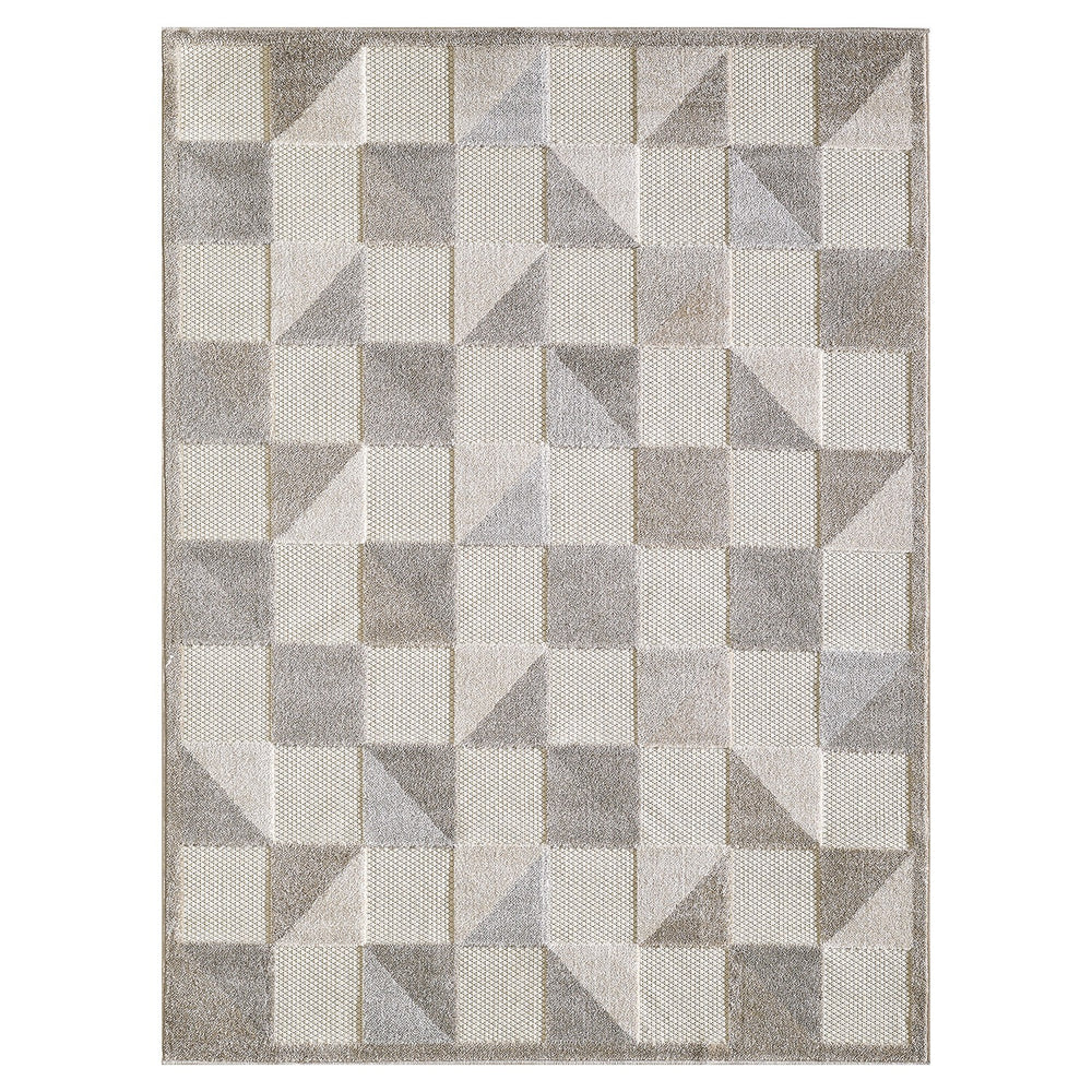 Homeroots 7' X 9' Gray Geometric Stain Resistant Indoor Outdoor Area Rug  Uv,Treated Polypropylene 473698