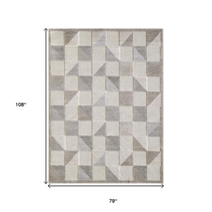 Homeroots 7' X 9' Gray Geometric Stain Resistant Indoor Outdoor Area Rug  Uv,Treated Polypropylene 473698