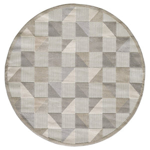 HomeRoots 5' Gray Geometric Area Rug - Stain Resistant, Durable, Versatile for Indoor & Outdoor Living Spaces 8' Round Round 473699