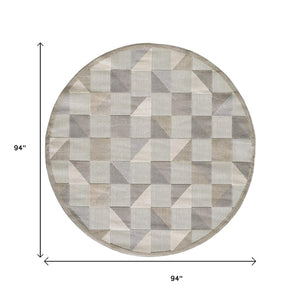 HomeRoots 5' Gray Geometric Area Rug - Stain Resistant, Durable, Versatile for Indoor & Outdoor Living Spaces 8' Round Round 473699
