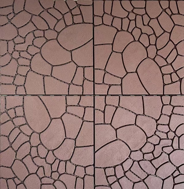 English Elm Stone Texture Interlocking Patio Tiles Polypropylene Anti-slip Outdoor Deck Flooring 44 Sq Ft Red+Brown W3022P268429