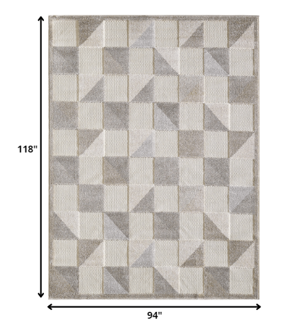 Homeroots 8' X 10' Gray Geometric Stain Resistant Indoor Outdoor Area Rug  Uv,Treated Polypropylene 473700