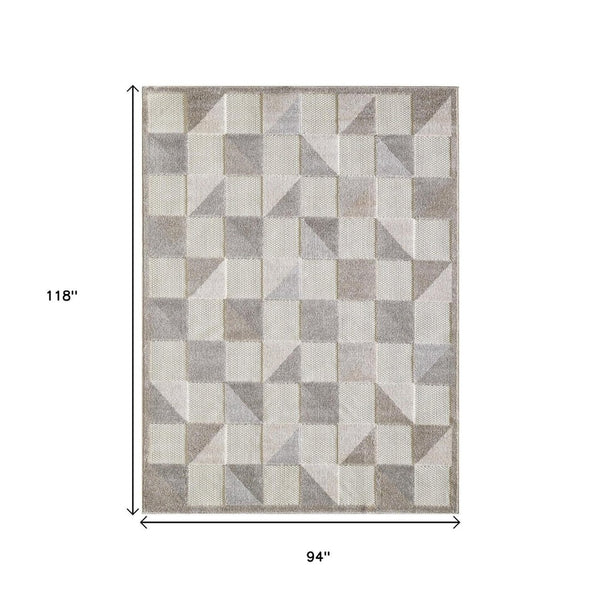 HomeRoots 5' Gray Geometric Area Rug - Stain Resistant, Durable, Versatile for Indoor & Outdoor Living Spaces 8' X 10' Rectangle 473700