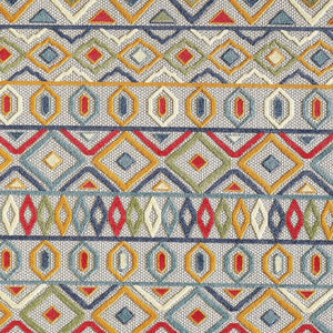 HomeRoots 5' Durable Ivory and Blue Southwestern Area Rug – Stain-Resistant, UV Protected for Indoor/Outdoor Use 5' X 7' Rectangle 473703