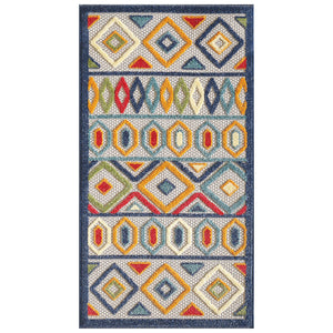 Homeroots 5' X 7' Ivory And Blue Southwestern Stain Resistant Indoor Outdoor Area Rug  Uv,Treated Polypropylene 473703