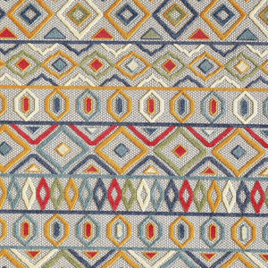 HomeRoots 5' Durable Ivory and Blue Southwestern Area Rug – Stain-Resistant, UV Protected for Indoor/Outdoor Use 8' X 10' Rectangle 473706