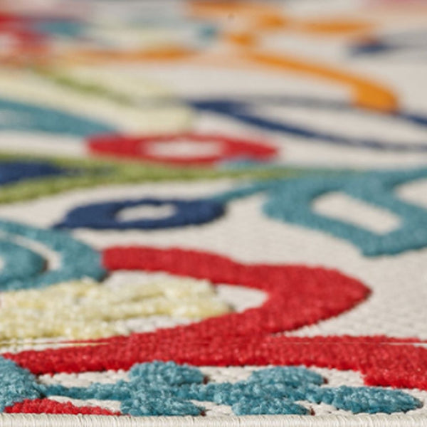HomeRoots 5’ Multi Jacobean Floral Area Rug – Vibrant, Durable Design for Indoor and Outdoor Spaces 7' X 9' Rectangle 473710