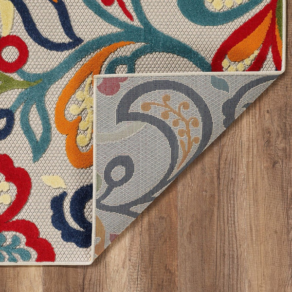 HomeRoots 5’ Multi Jacobean Floral Area Rug – Vibrant, Durable Design for Indoor and Outdoor Spaces 7' X 9' Rectangle 473710