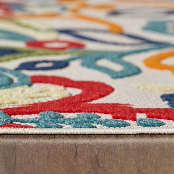 HomeRoots 5’ Multi Jacobean Floral Area Rug – Vibrant, Durable Design for Indoor and Outdoor Spaces 7' X 9' Rectangle 473710