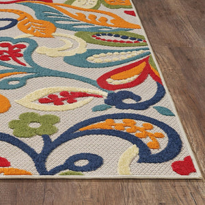 HomeRoots 5’ Multi Jacobean Floral Area Rug – Vibrant, Durable Design for Indoor and Outdoor Spaces 7' X 9' Rectangle 473710