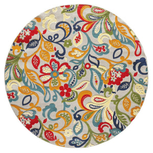HomeRoots 5’ Multi Jacobean Floral Area Rug – Vibrant, Durable Design for Indoor and Outdoor Spaces 8' Round Round 473711
