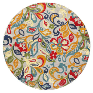 HomeRoots 5’ Multi Jacobean Floral Area Rug – Vibrant, Durable Design for Indoor and Outdoor Spaces 8' Round Round 473711