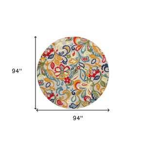 HomeRoots 5’ Multi Jacobean Floral Area Rug – Vibrant, Durable Design for Indoor and Outdoor Spaces 8' Round Round 473711