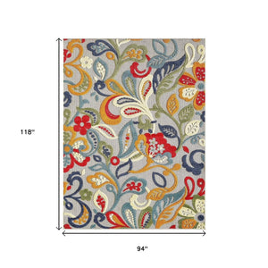 HomeRoots 5’ Multi Jacobean Floral Area Rug – Vibrant, Durable Design for Indoor and Outdoor Spaces 8' X 10' Rectangle 473712