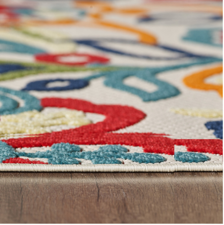 Homeroots 8’ X 10’ Multicolor Jacobean Floral Indoor Outdoor Area Rug  Uv,Treated Polypropylene 473712