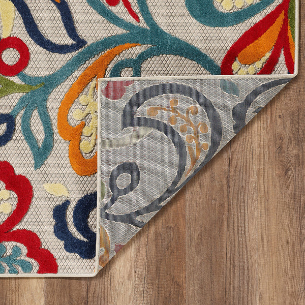 Homeroots 8’ X 10’ Multicolor Jacobean Floral Indoor Outdoor Area Rug  Uv,Treated Polypropylene 473712