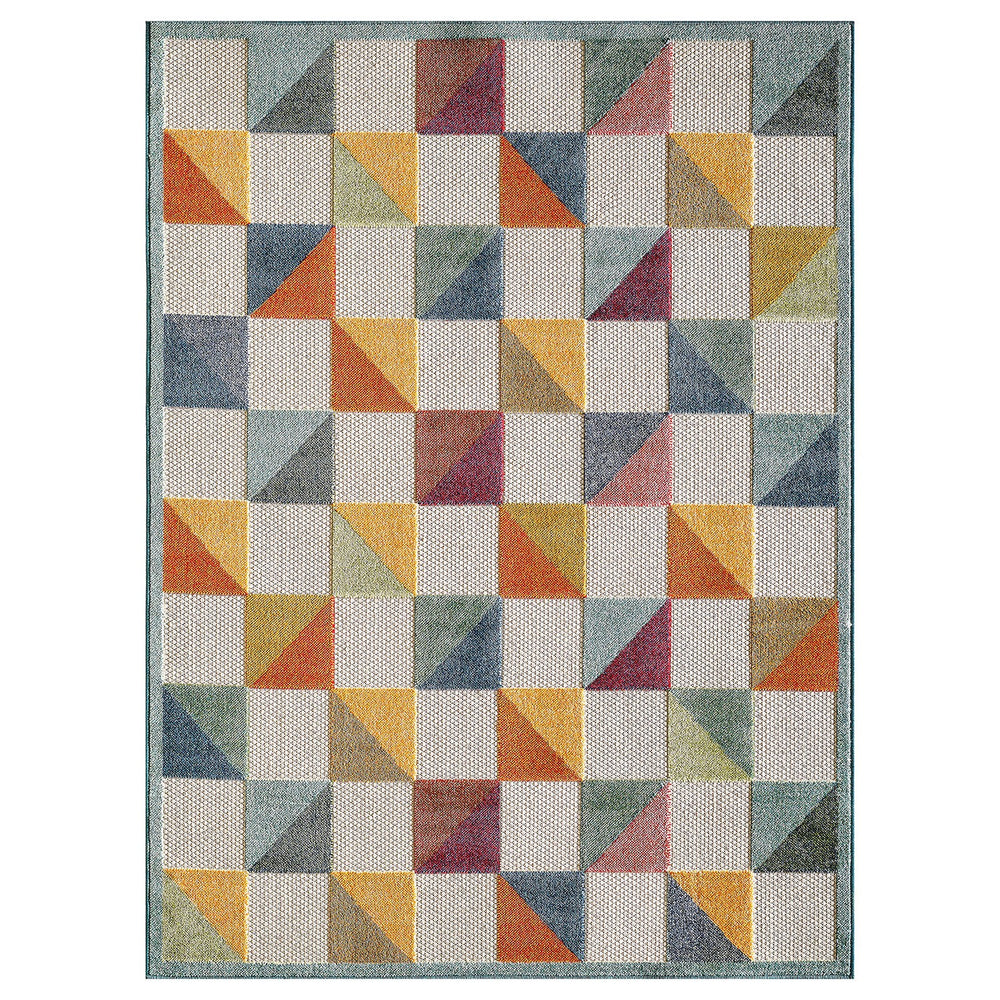 Homeroots 5' X 7' Orange And Ivory Geometric Stain Resistant Indoor Outdoor Area Rug  Uv,Treated Polypropylene 473715