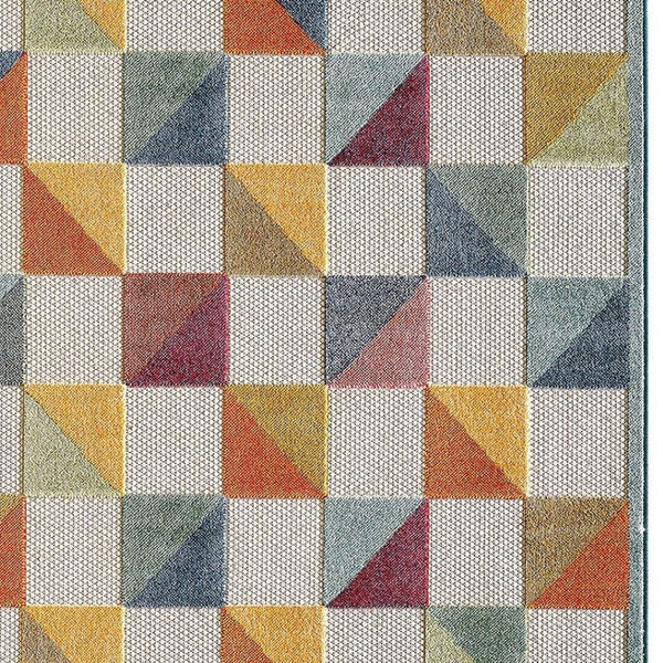 HomeRoots 5' Indoor Outdoor Area Rug – Vibrant Orange and Ivory Geometric Design for Modern Living Spaces 5' X 7' Rectangle 473715